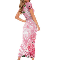 Aloha Hawaii Maui Family Matching Short Sleeve Bodycon Dress and Hawaiian Shirt Goddess Lokelani Rose