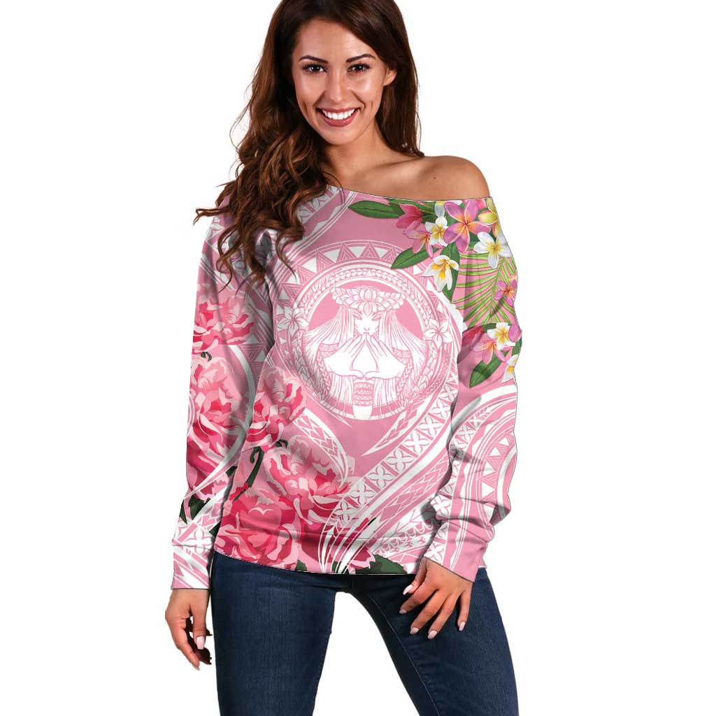 Aloha Hawaii Maui Off Shoulder Sweater Goddess Lokelani Rose