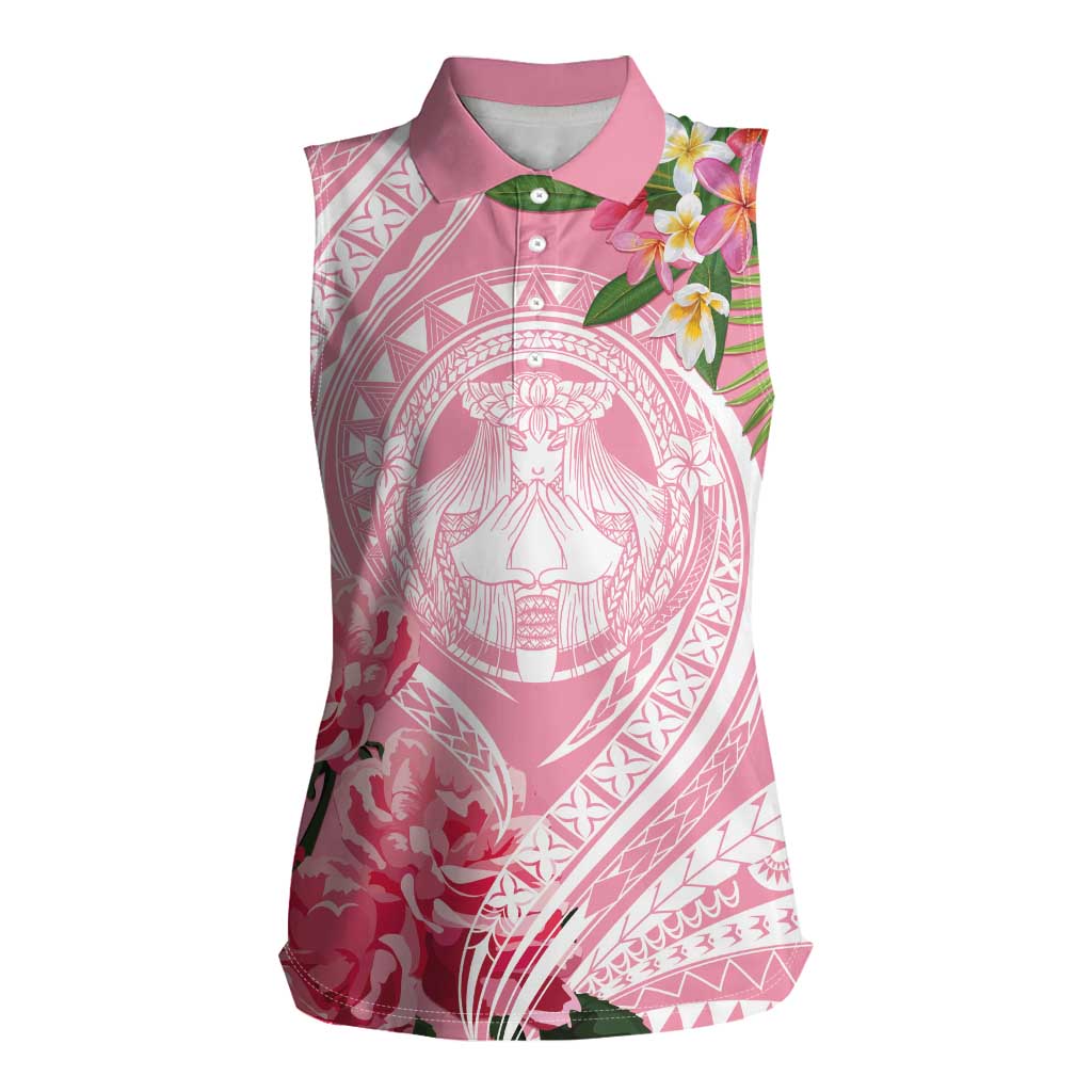 Aloha Hawaii Maui Women Sleeveless Polo Shirt Goddess Lokelani Rose