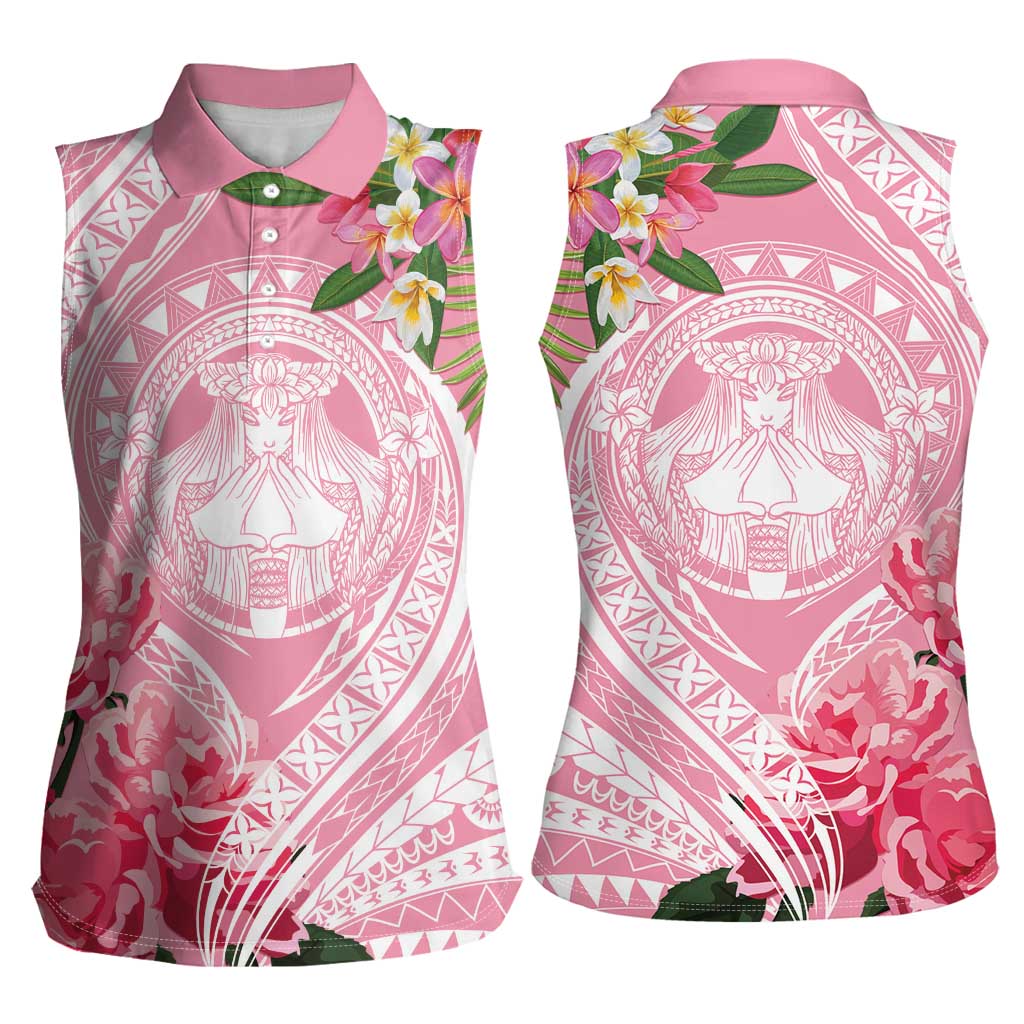 Aloha Hawaii Maui Women Sleeveless Polo Shirt Goddess Lokelani Rose