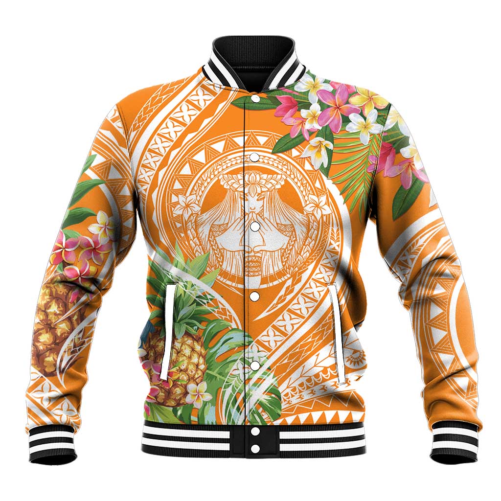 Aloha Hawaii Lanai Baseball Jacket Frangipani Mix Pineapple