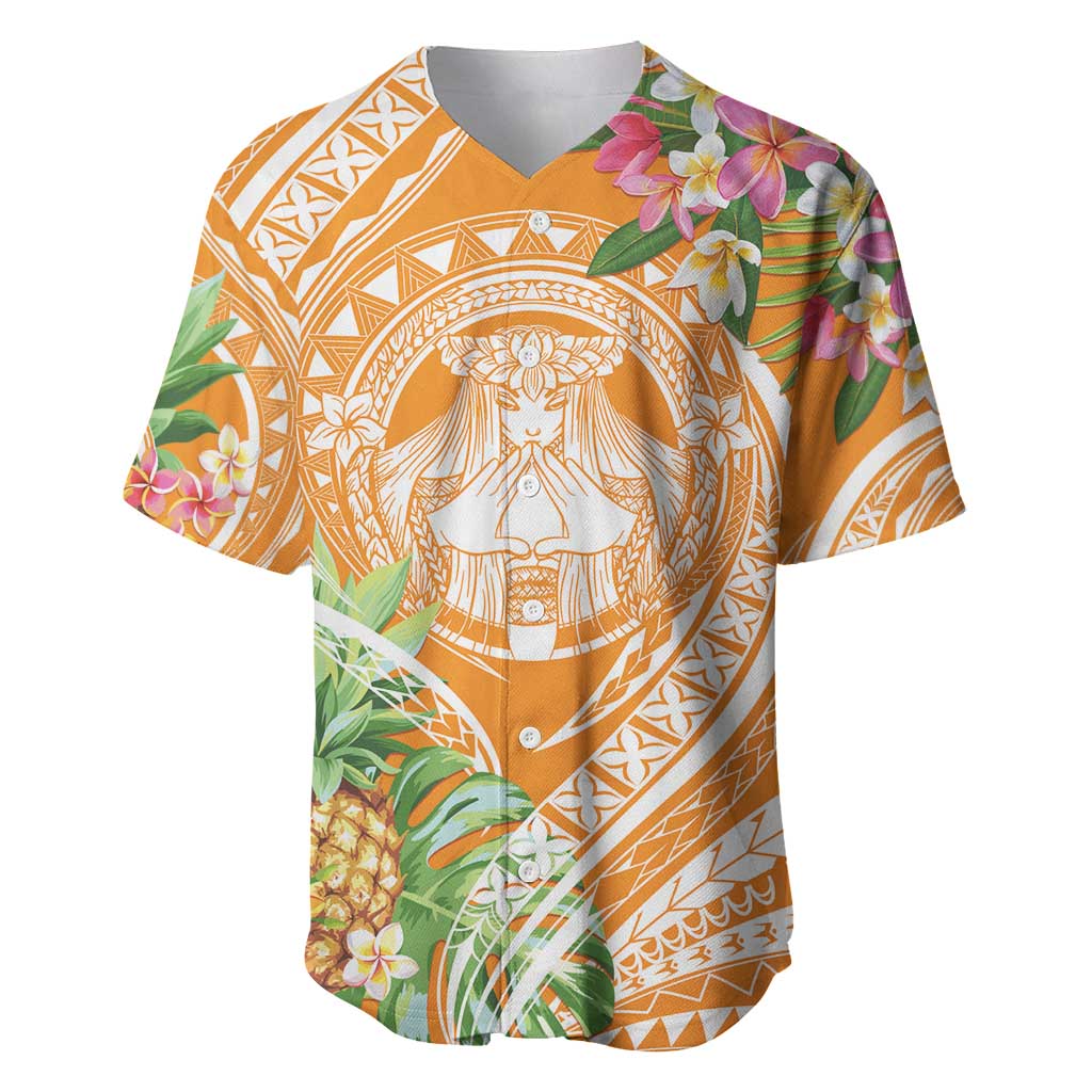 Aloha Hawaii Lanai Baseball Jersey Frangipani Mix Pineapple