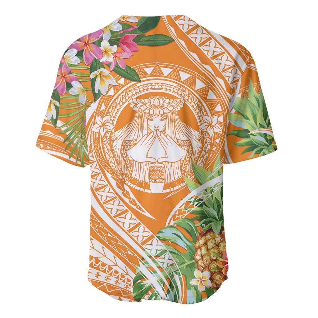 Aloha Hawaii Lanai Baseball Jersey Frangipani Mix Pineapple