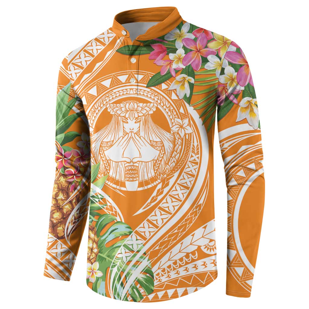 Aloha Hawaii Lanai Button Sweatshirt Frangipani Mix Pineapple