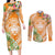 Aloha Hawaii Lanai Couples Matching Long Sleeve Bodycon Dress and Long Sleeve Button Shirt Frangipani Mix Pineapple