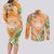 Aloha Hawaii Lanai Couples Matching Long Sleeve Bodycon Dress and Long Sleeve Button Shirt Frangipani Mix Pineapple