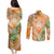 Aloha Hawaii Lanai Couples Matching Puletasi and Long Sleeve Button Shirt Frangipani Mix Pineapple