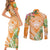 Aloha Hawaii Lanai Couples Matching Short Sleeve Bodycon Dress and Long Sleeve Button Shirt Frangipani Mix Pineapple