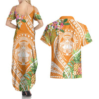 Aloha Hawaii Lanai Couples Matching Summer Maxi Dress and Hawaiian Shirt Frangipani Mix Pineapple LT7 - Polynesian Pride