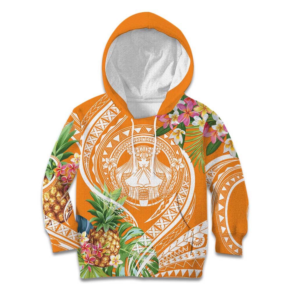 Aloha Hawaii Lanai Kid Hoodie Frangipani Mix Pineapple