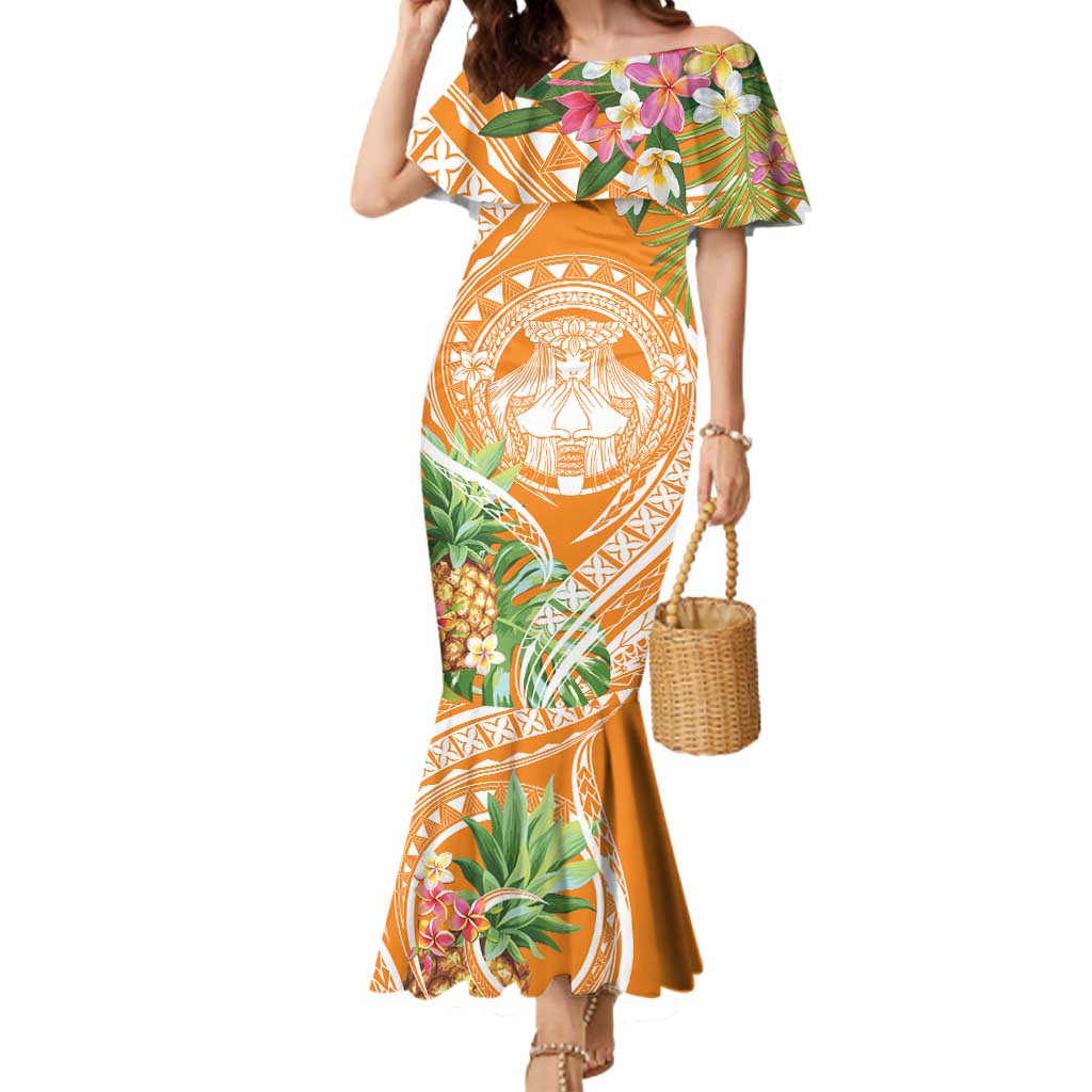 Aloha Hawaii Lanai Mermaid Dress Frangipani Mix Pineapple