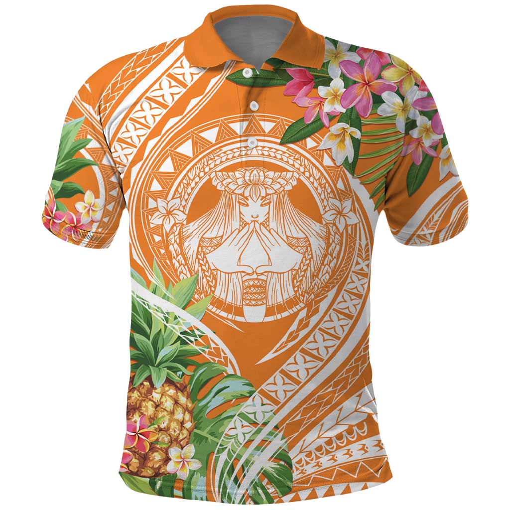 Aloha Hawaii Lanai Polo Shirt Frangipani Mix Pineapple