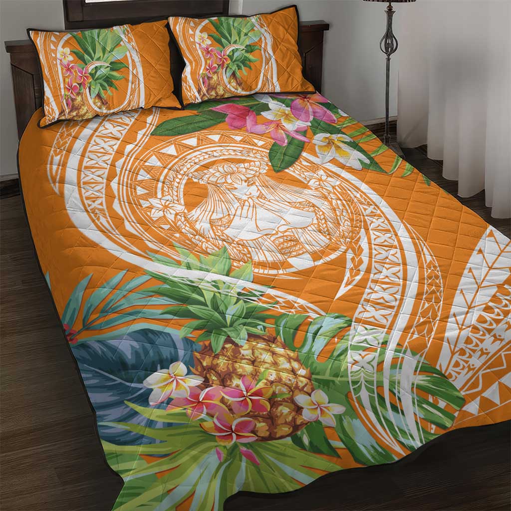 Aloha Hawaii Lanai Quilt Bed Set Frangipani Mix Pineapple