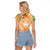 Aloha Hawaii Lanai Raglan Cropped T Shirt Frangipani Mix Pineapple