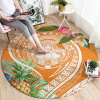 Aloha Hawaii Lanai Round Carpet Frangipani Mix Pineapple