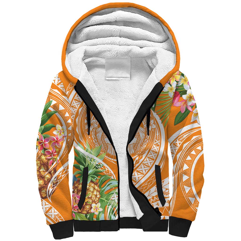 Aloha Hawaii Lanai Sherpa Hoodie Frangipani Mix Pineapple