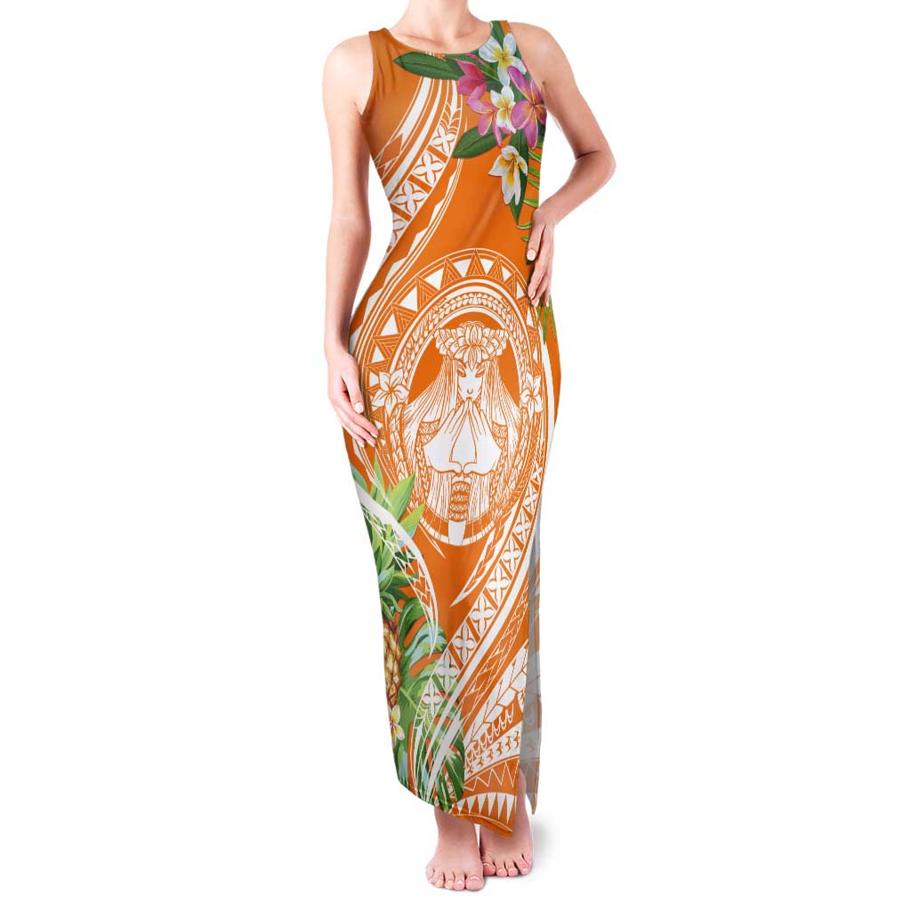 Aloha Hawaii Lanai Tank Maxi Dress Frangipani Mix Pineapple