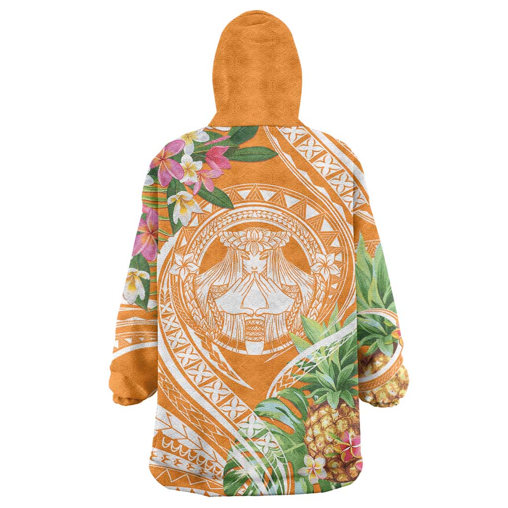 Aloha Hawaii Lanai Wearable Blanket Hoodie Frangipani Mix Pineapple