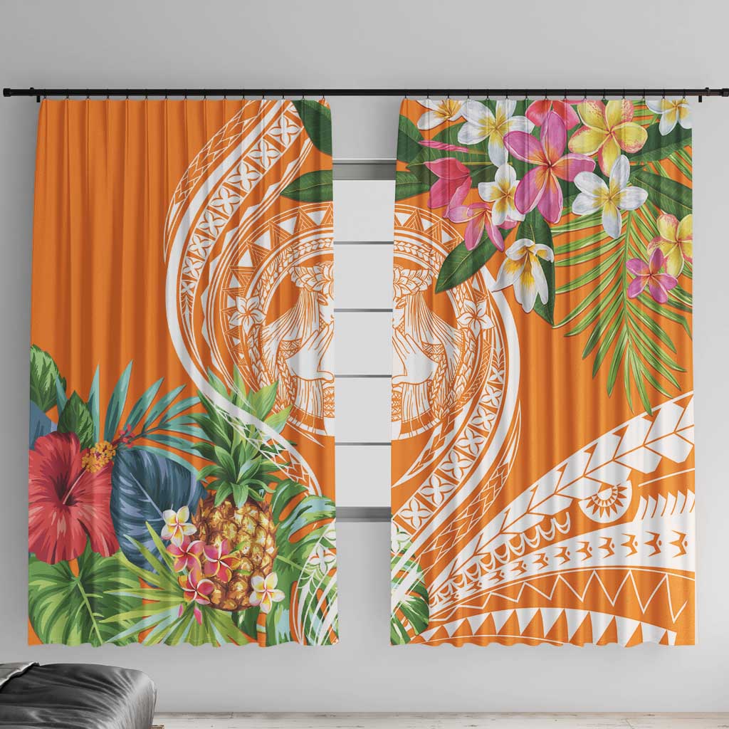 Aloha Hawaii Lanai Window Curtain Frangipani Mix Pineapple