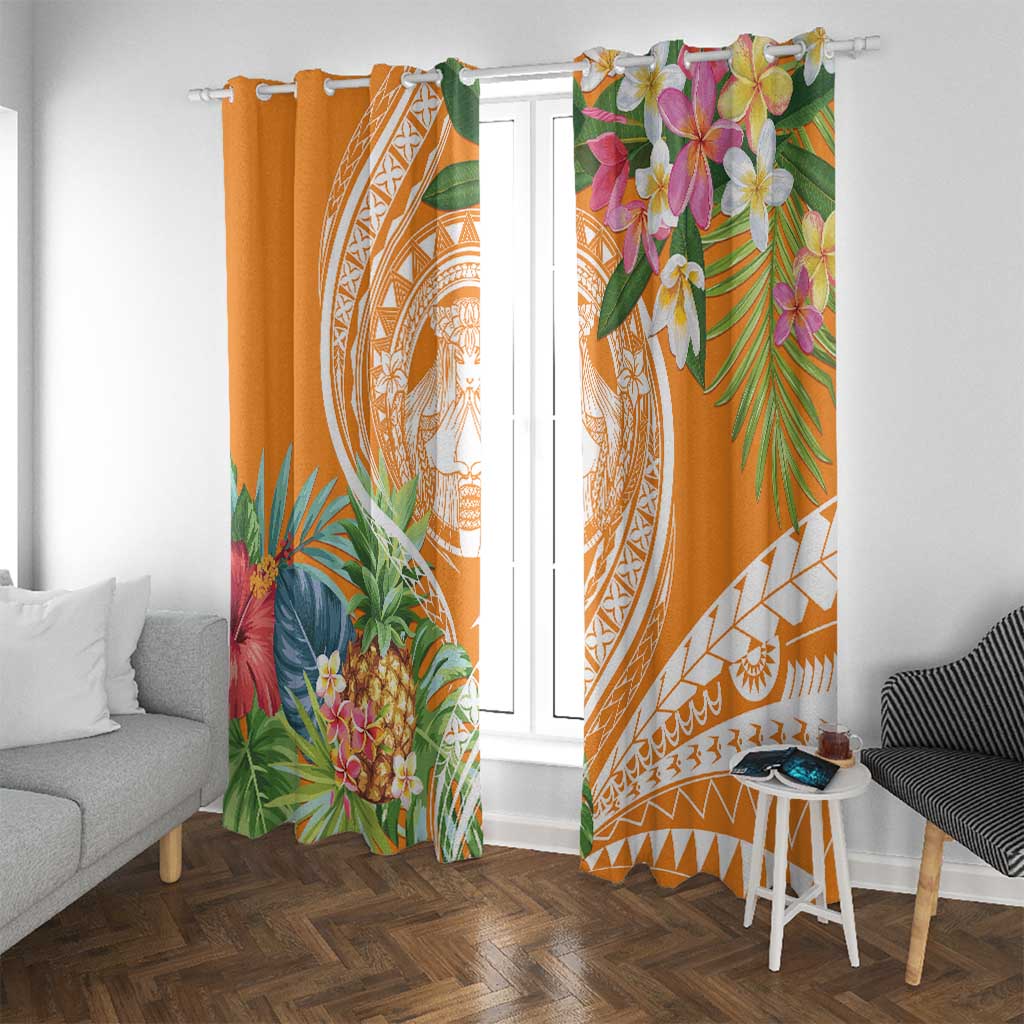 Aloha Hawaii Lanai Window Curtain Frangipani Mix Pineapple