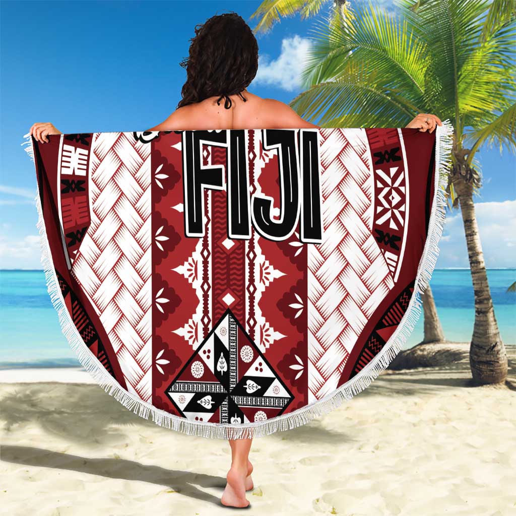 Bula Fiji Vintage Beach Blanket Scarlet Masi Motifs