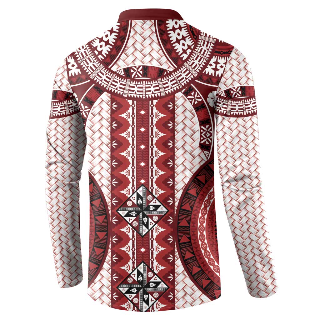 Bula Fiji Vintage Button Sweatshirt Scarlet Masi Motifs