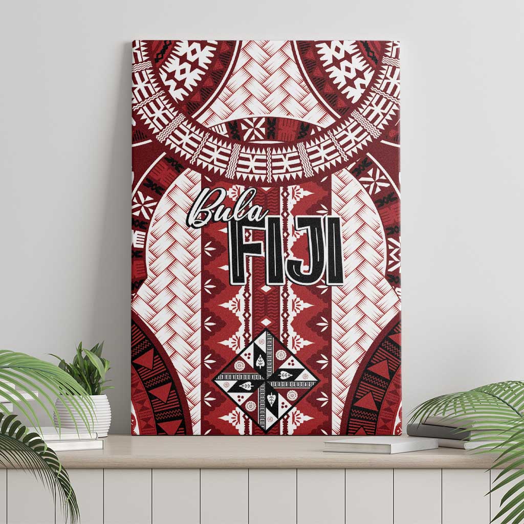 Bula Fiji Vintage Canvas Wall Art Scarlet Masi Motifs