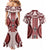 Bula Fiji Vintage Couples Matching Mermaid Dress and Hawaiian Shirt Scarlet Masi Motifs