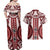 Bula Fiji Vintage Couples Matching Off Shoulder Maxi Dress and Hawaiian Shirt Scarlet Masi Motifs