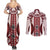 Bula Fiji Vintage Couples Matching Summer Maxi Dress and Long Sleeve Button Shirt Scarlet Masi Motifs