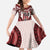 Bula Fiji Vintage Family Matching Off The Shoulder Long Sleeve Dress and Hawaiian Shirt Scarlet Masi Motifs
