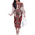 Bula Fiji Vintage Family Matching Off The Shoulder Long Sleeve Dress and Hawaiian Shirt Scarlet Masi Motifs