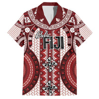 Bula Fiji Vintage Family Matching Off Shoulder Maxi Dress and Hawaiian Shirt Scarlet Masi Motifs