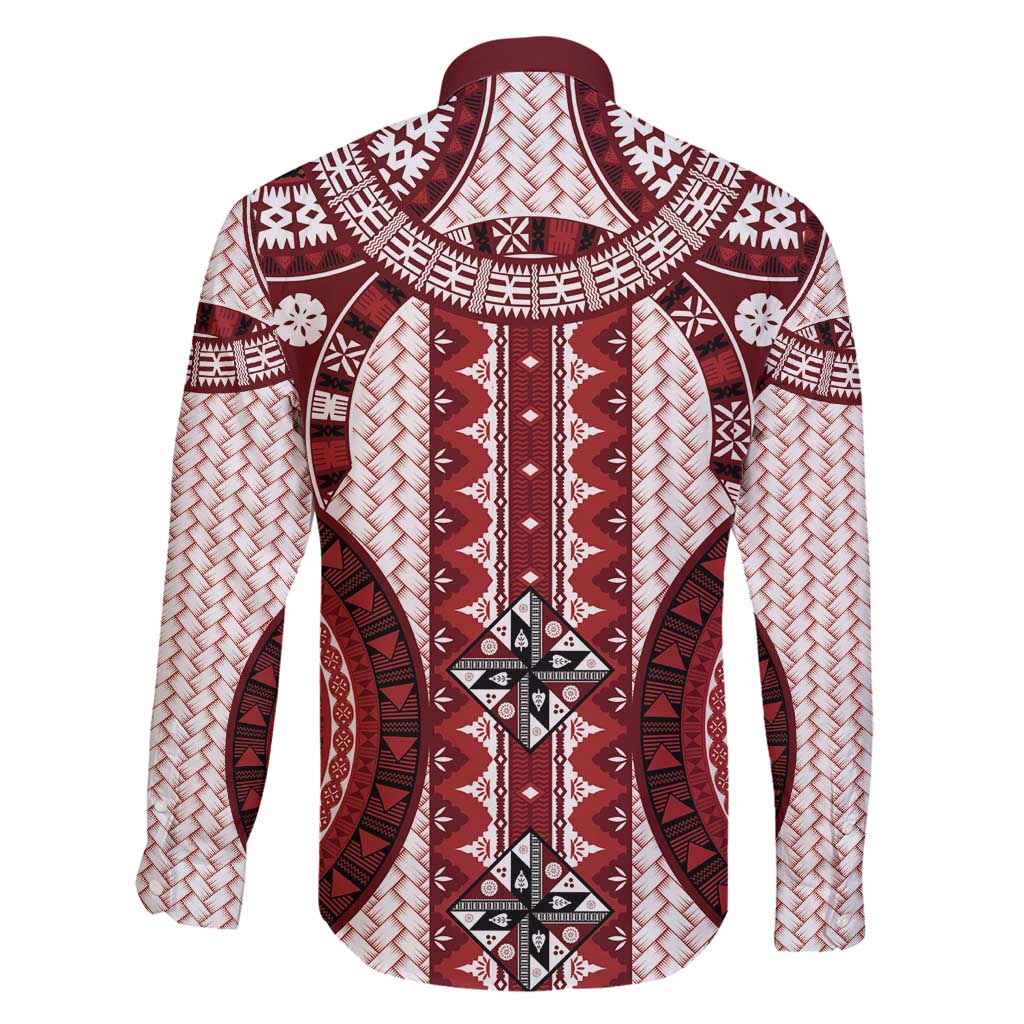 Bula Fiji Vintage Family Matching Short Sleeve Bodycon Dress and Hawaiian Shirt Scarlet Masi Motifs