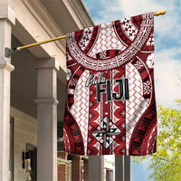 Bula Fiji Vintage Garden Flag Scarlet Masi Motifs