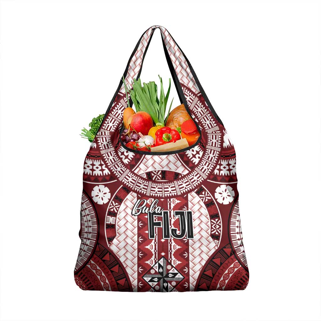 Bula Fiji Vintage Grocery Bag Scarlet Masi Motifs