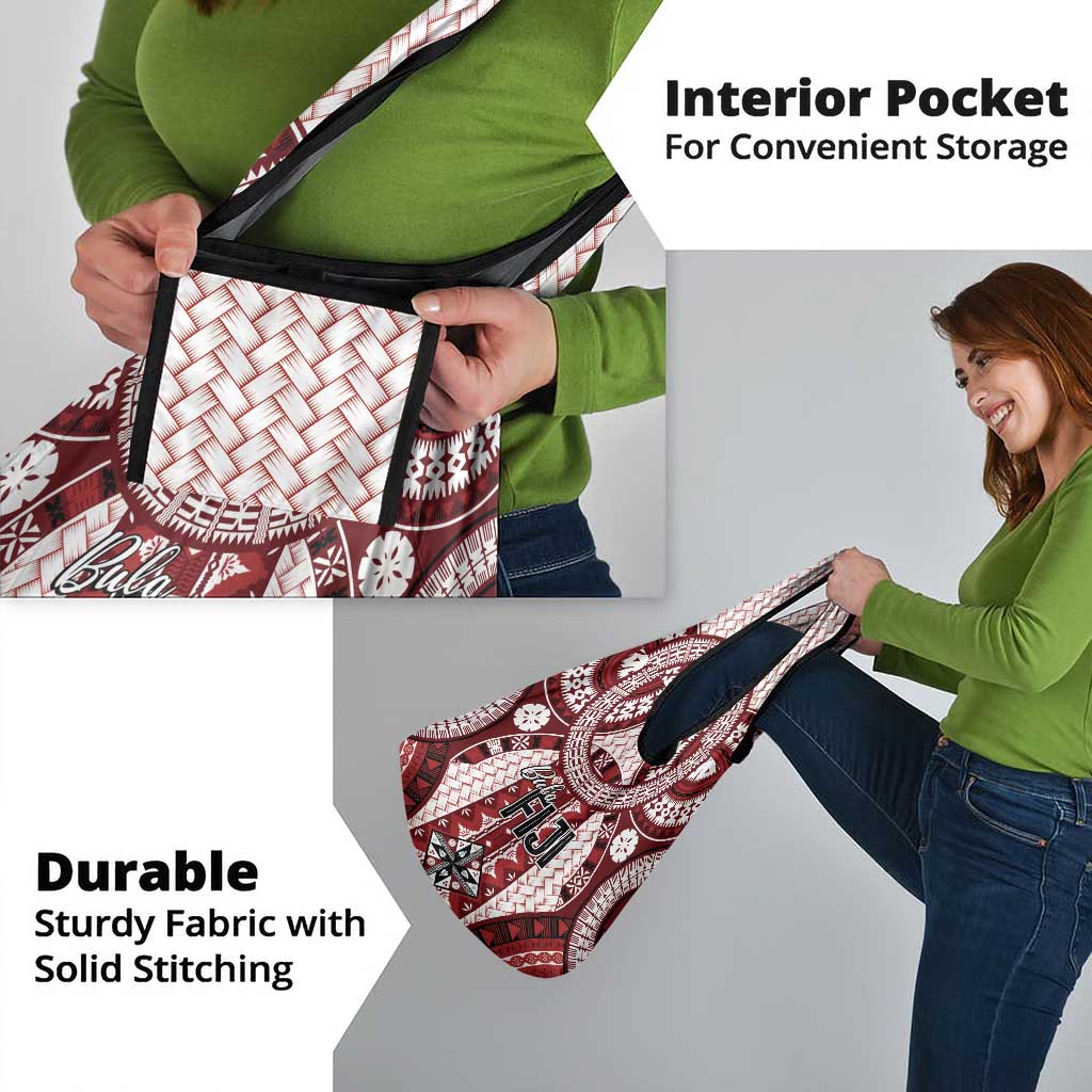 Bula Fiji Vintage Grocery Bag Scarlet Masi Motifs