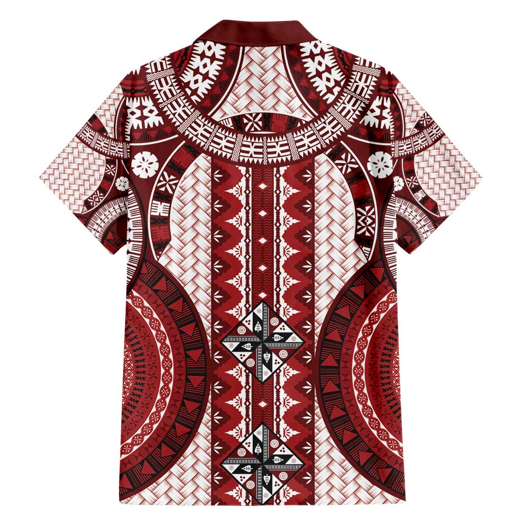 Bula Fiji Vintage Hawaiian Shirt Scarlet Masi Motifs