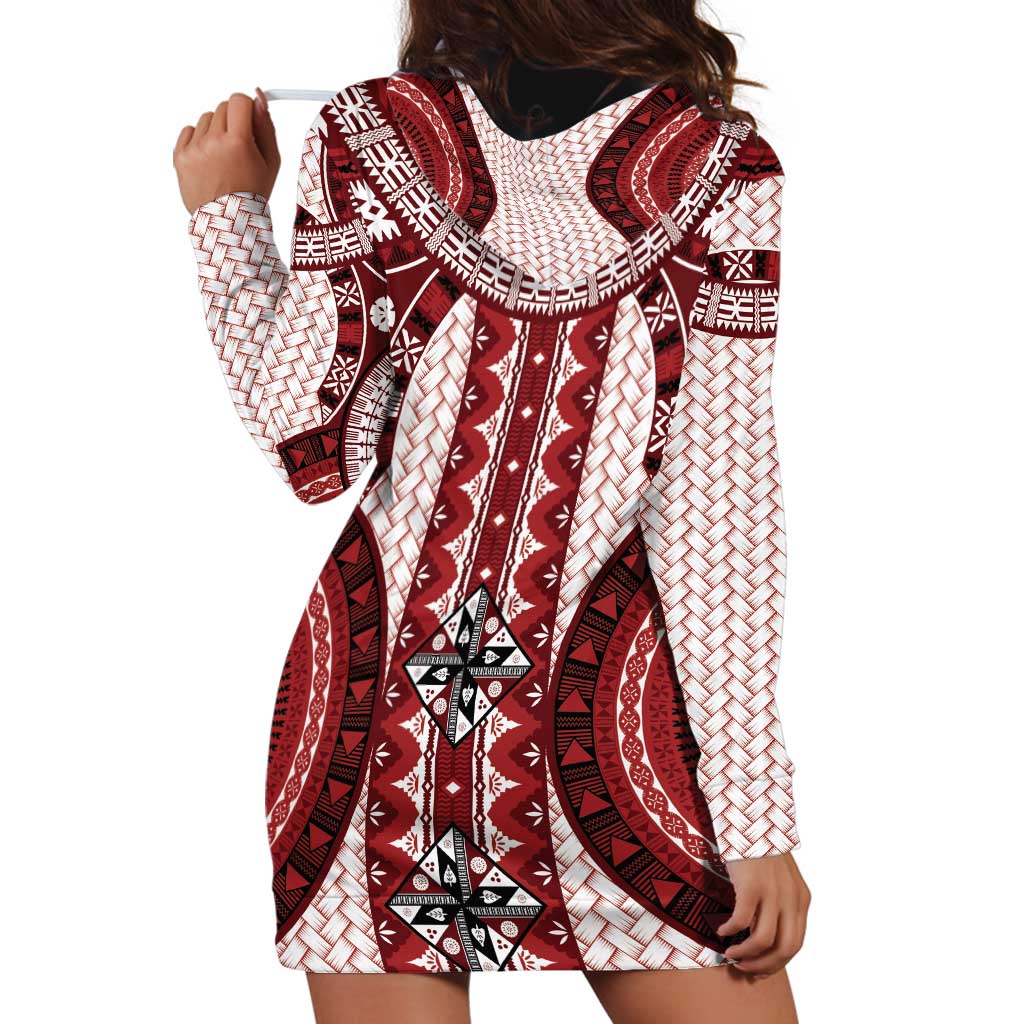 Bula Fiji Vintage Hoodie Dress Scarlet Masi Motifs