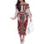 Bula Fiji Vintage Off The Shoulder Long Sleeve Dress Scarlet Masi Motifs