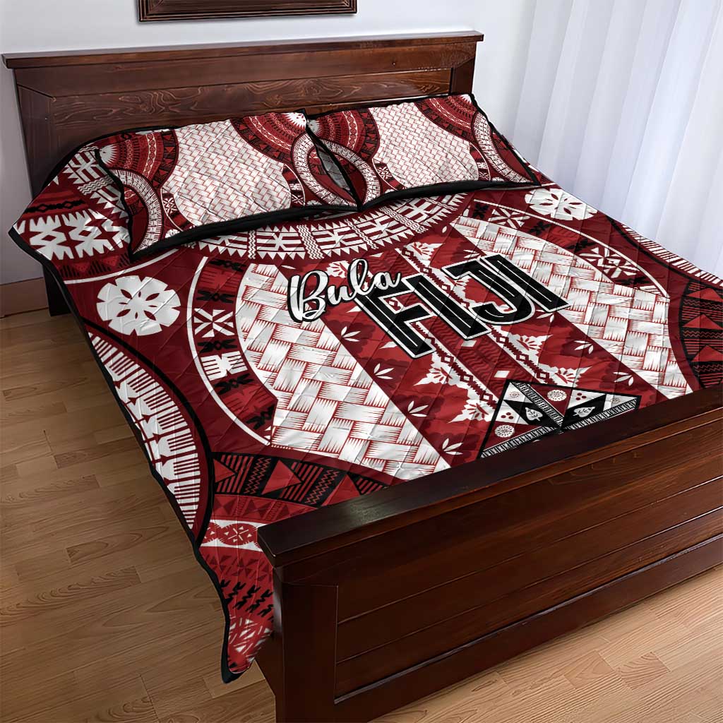 Bula Fiji Vintage Quilt Bed Set Scarlet Masi Motifs