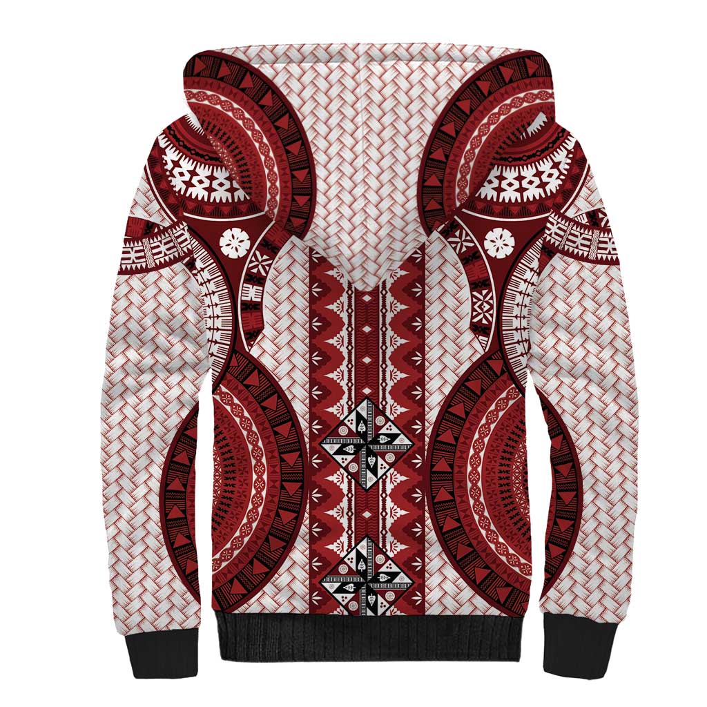 Bula Fiji Vintage Sherpa Hoodie Scarlet Masi Motifs