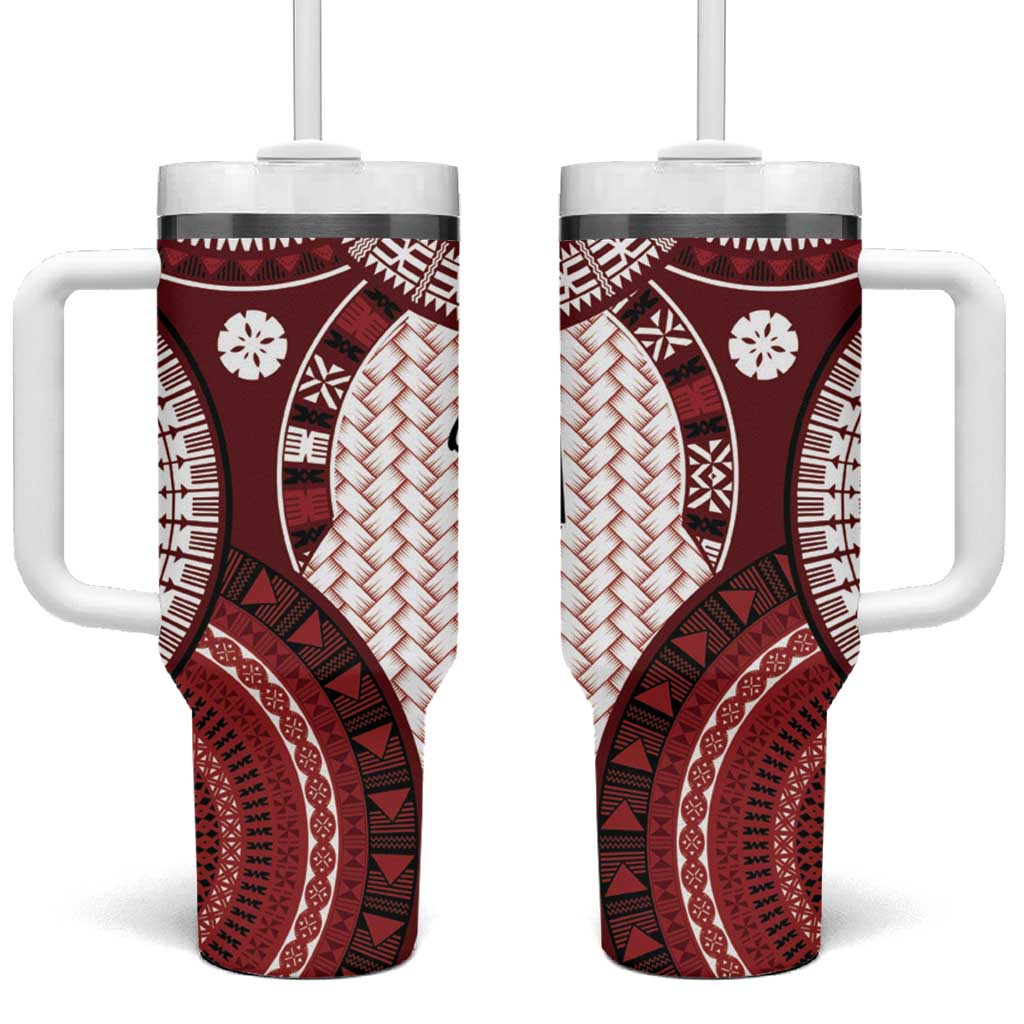 Bula Fiji Vintage Tumbler With Handle Scarlet Masi Motifs