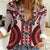 Bula Fiji Vintage Women Casual Shirt Scarlet Masi Motifs