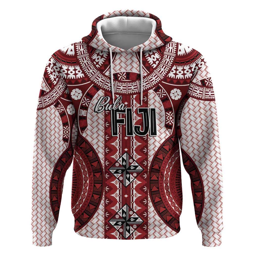Bula Fiji Vintage Zip Hoodie Scarlet Masi Motifs