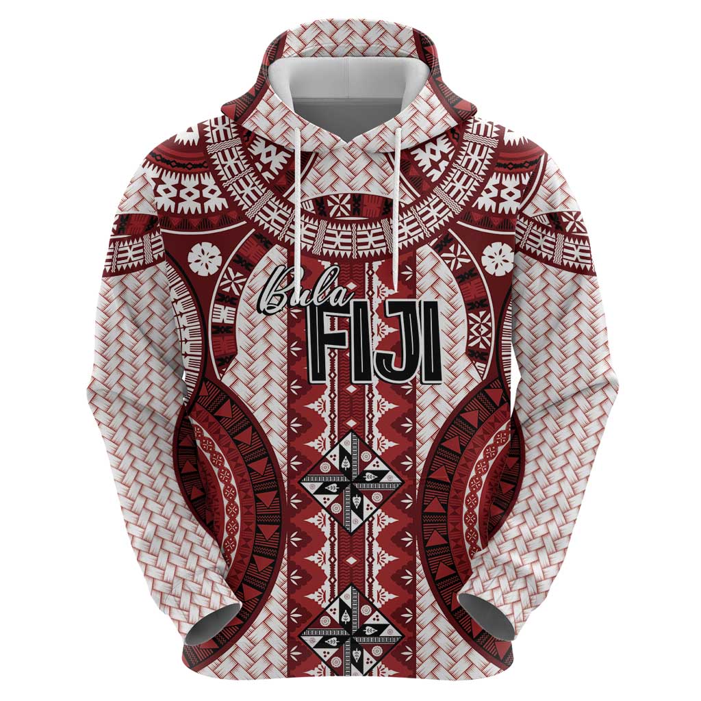 Bula Fiji Vintage Zip Hoodie Scarlet Masi Motifs
