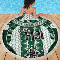 Bula Fiji Vintage Beach Blanket Phthalo Green Masi Motifs