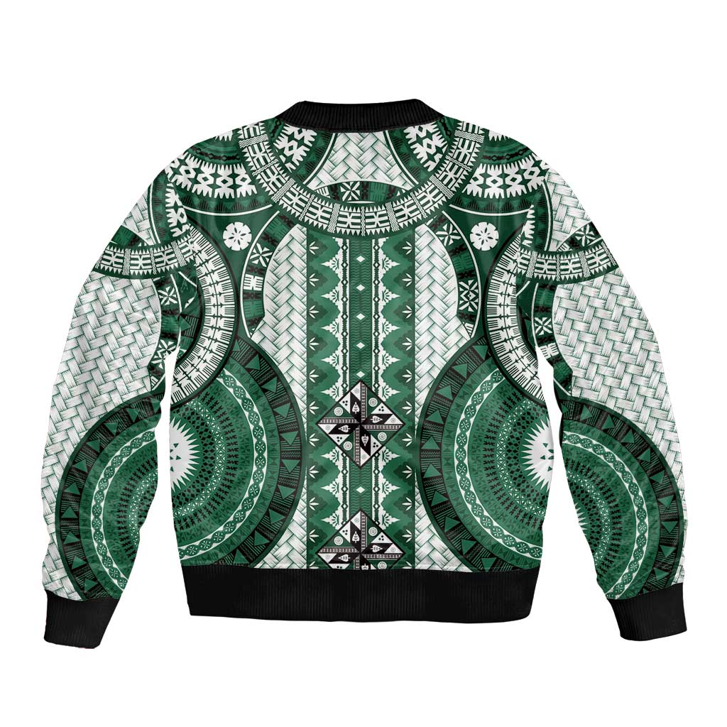 Bula Fiji Vintage Bomber Jacket Phthalo Green Masi Motifs