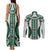 Bula Fiji Vintage Couples Matching Tank Maxi Dress and Long Sleeve Button Shirt Phthalo Green Masi Motifs