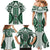 Bula Fiji Vintage Family Matching Mermaid Dress and Hawaiian Shirt Phthalo Green Masi Motifs
